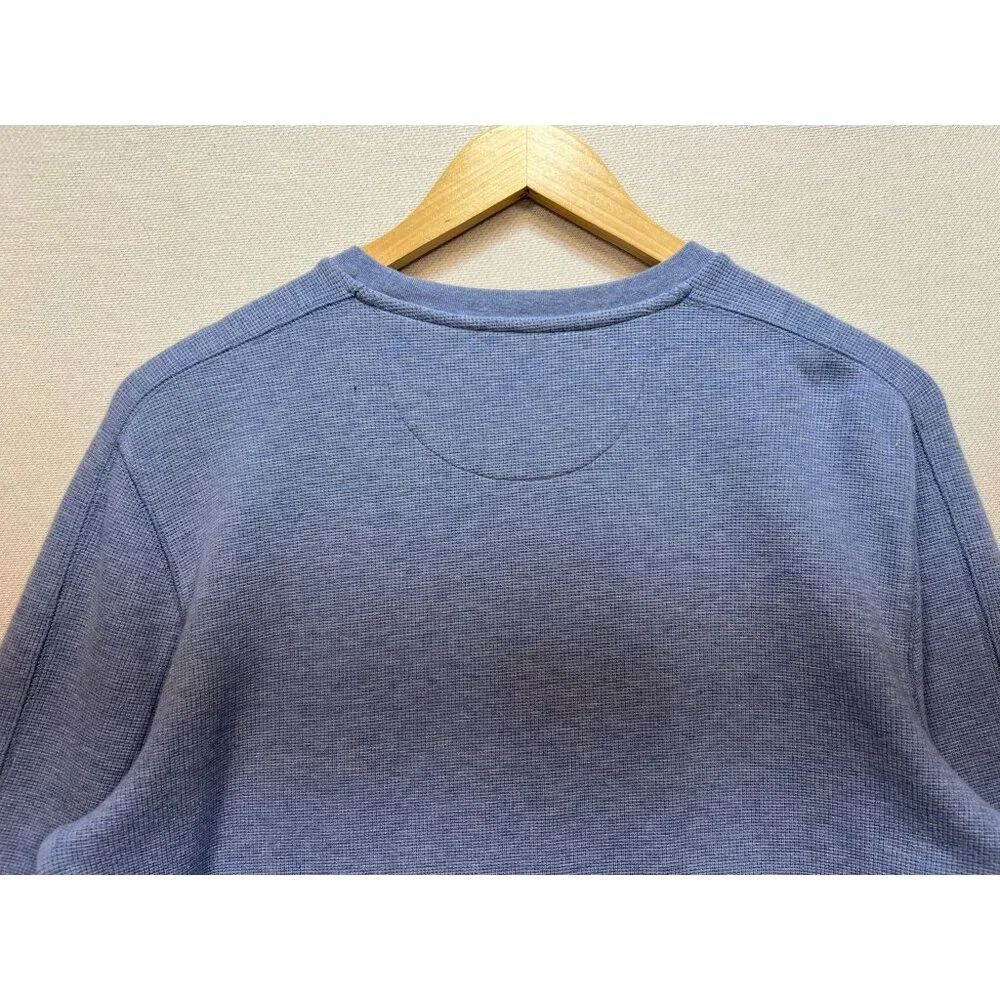 Banana Republic Mens Waffle Knit Relaxed Fit Long T-Shirt Sz L Blue Stretch
